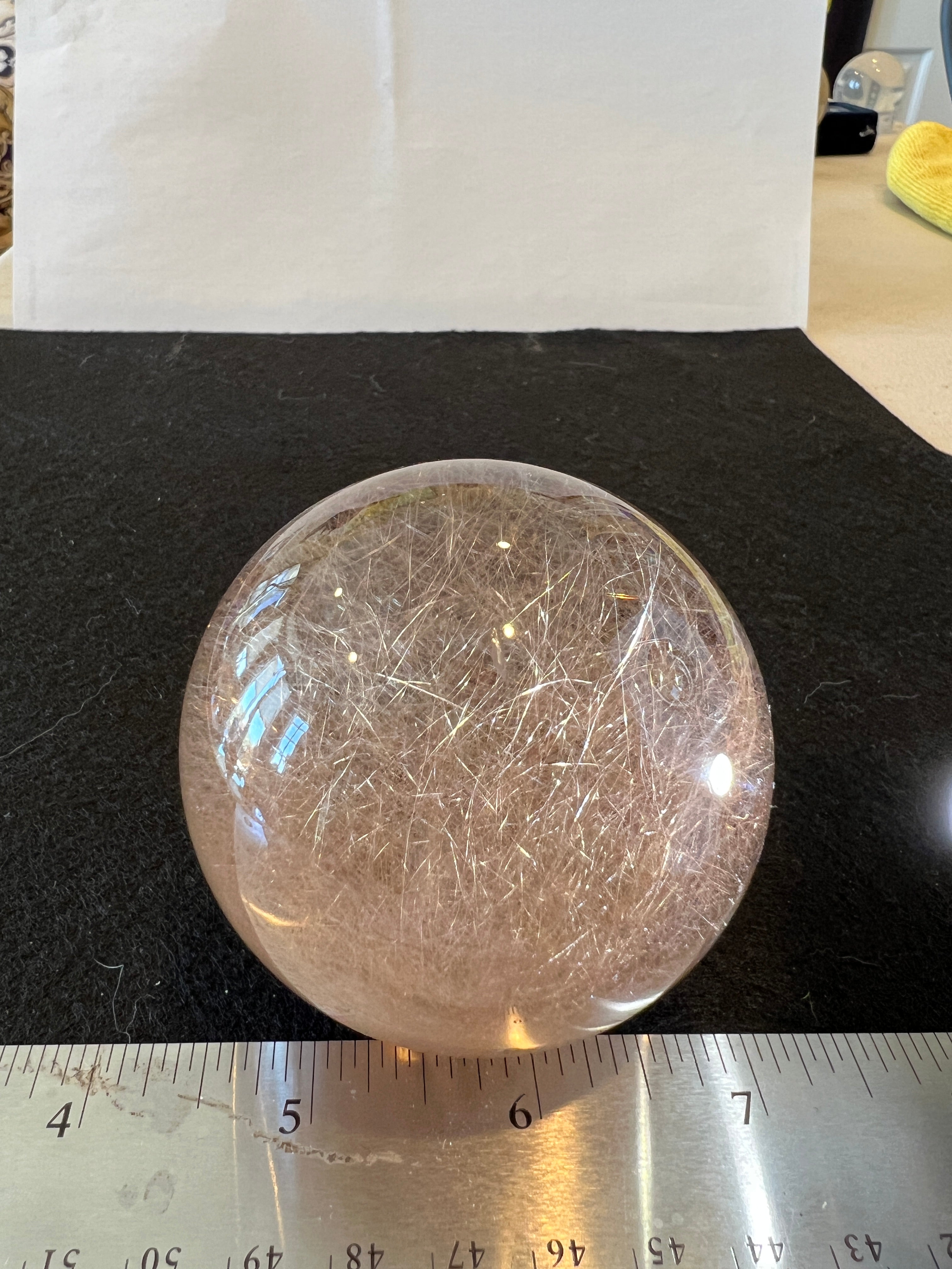 Smokey Rutilated Quartz Sphere with Shooting Star Golden Rutile — Brazil (Item No. 12)