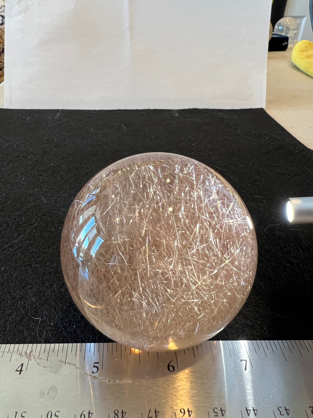 Smokey Rutilated Quartz Sphere with Shooting Star Golden Rutile — Brazil (Item No. 12)