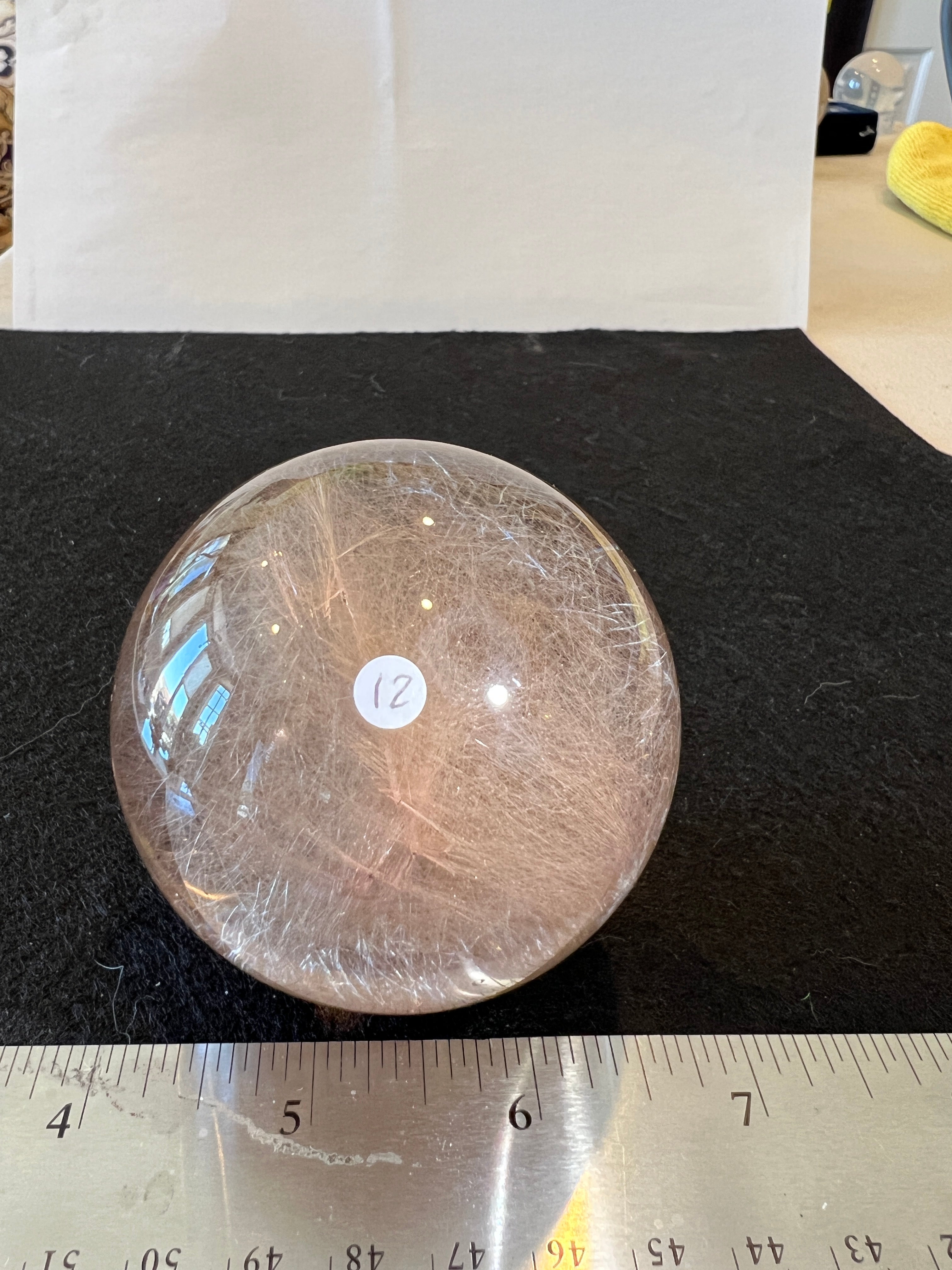 Smokey Rutilated Quartz Sphere with Shooting Star Golden Rutile — Brazil (Item No. 12)