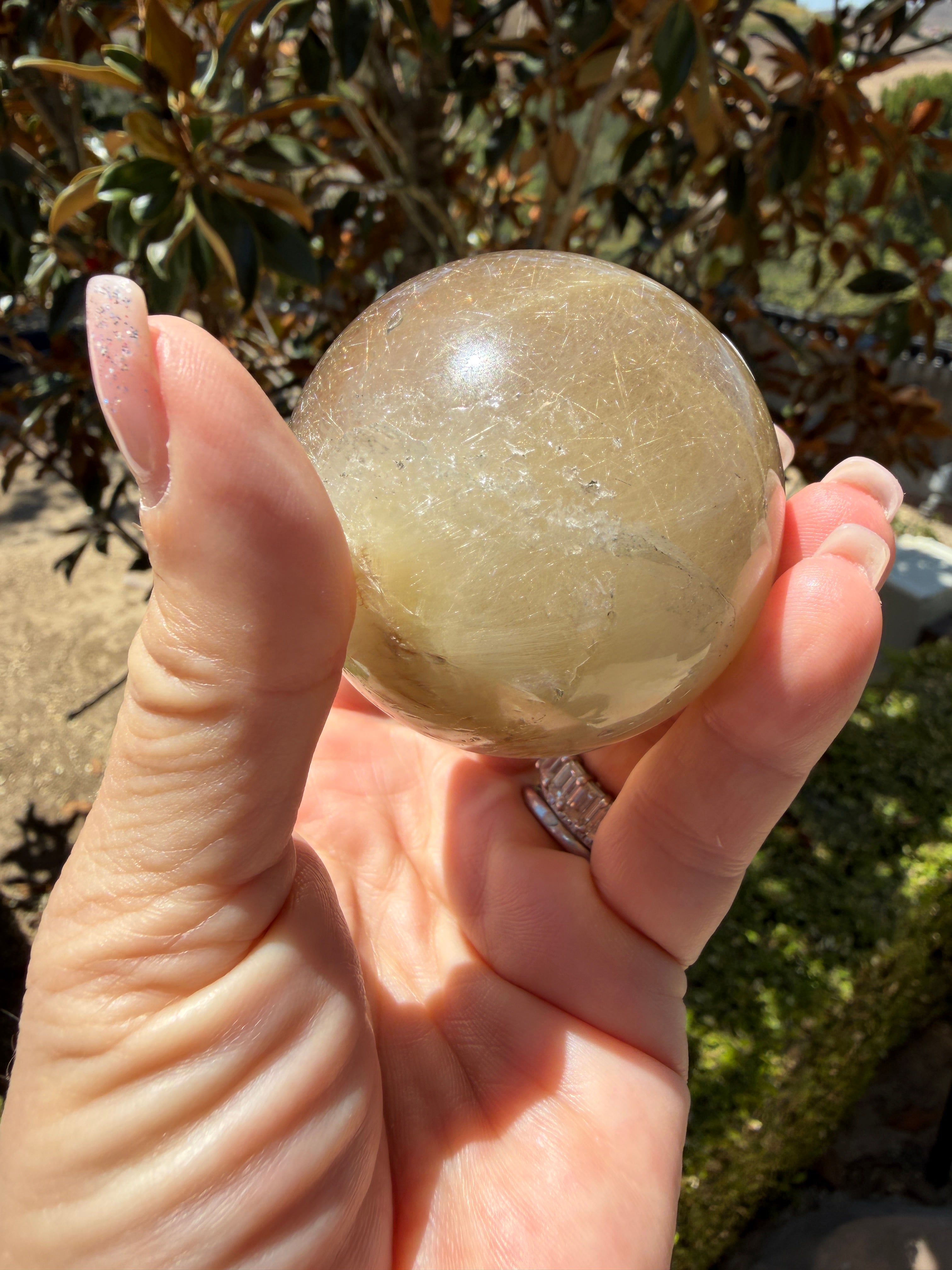 Golden Rutilated Quartz Sphere — Brazil (Item No. 14)