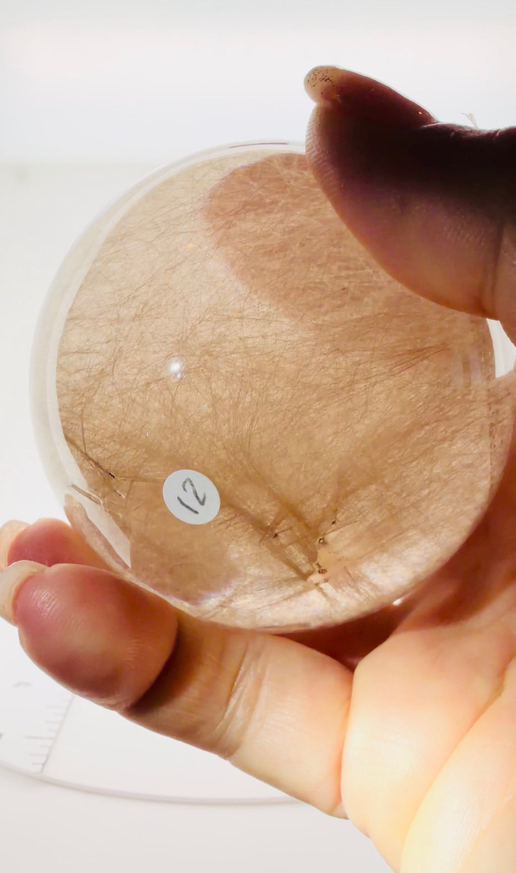 Smokey Rutilated Quartz Sphere with Shooting Star Golden Rutile — Brazil (Item No. 12)