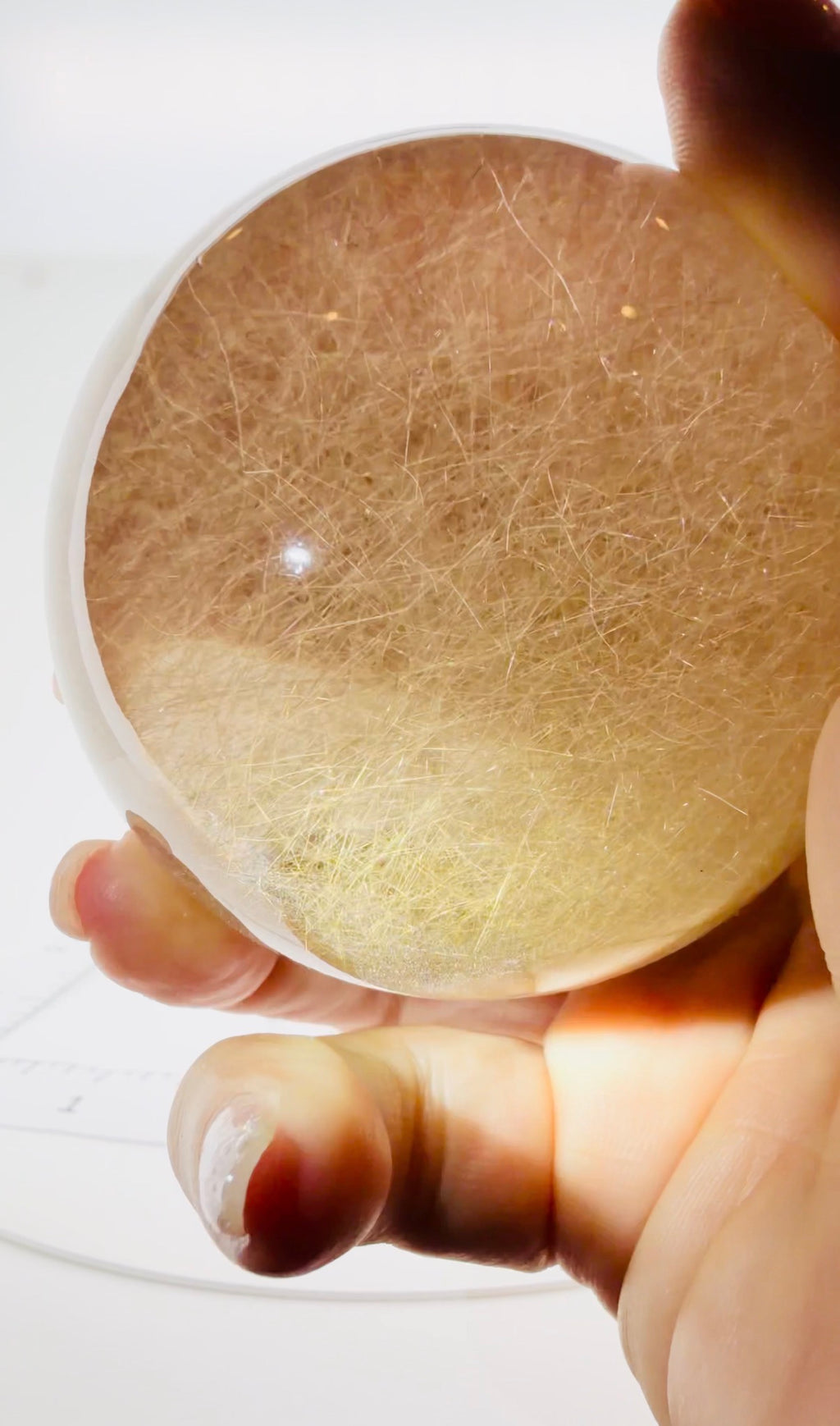 Smokey Rutilated Quartz Sphere with Shooting Star Golden Rutile — Brazil (Item No. 12)