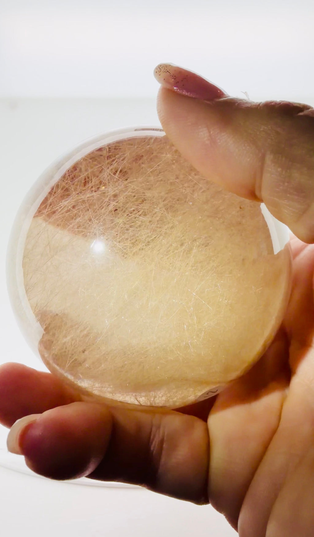 Smokey Rutilated Quartz Sphere with Shooting Star Golden Rutile — Brazil (Item No. 12)