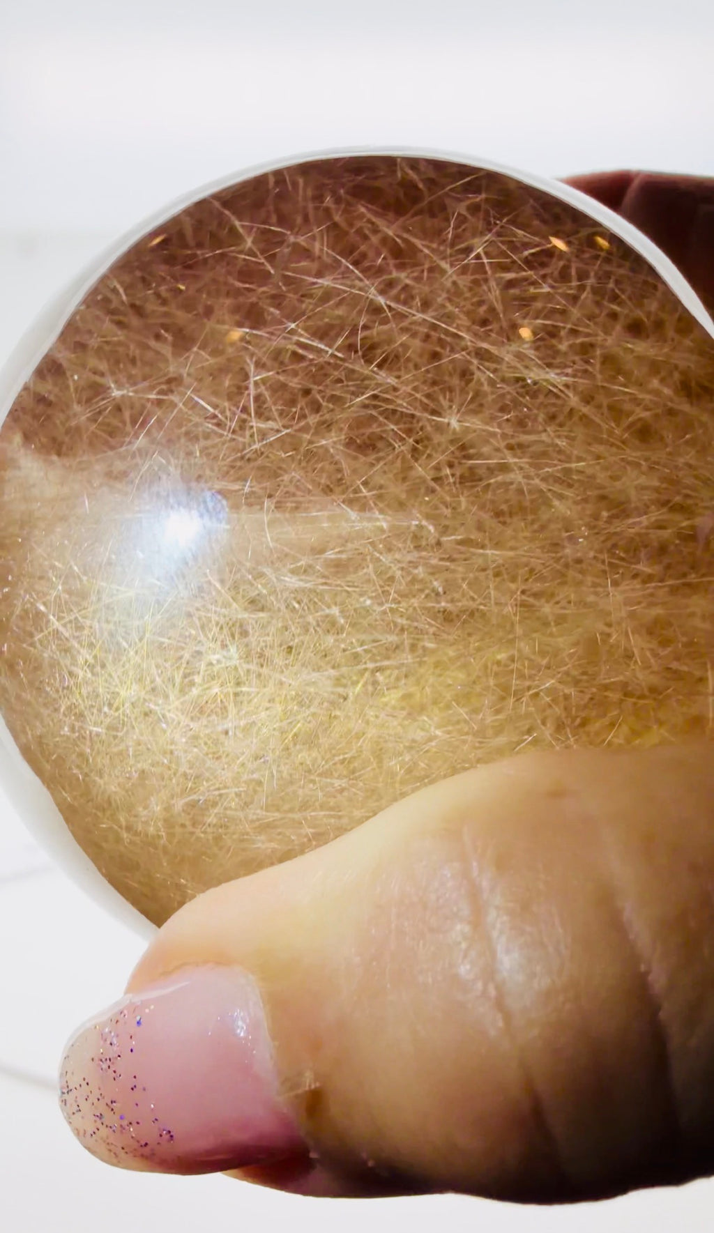 Smokey Rutilated Quartz Sphere with Shooting Star Golden Rutile — Brazil (Item No. 12)