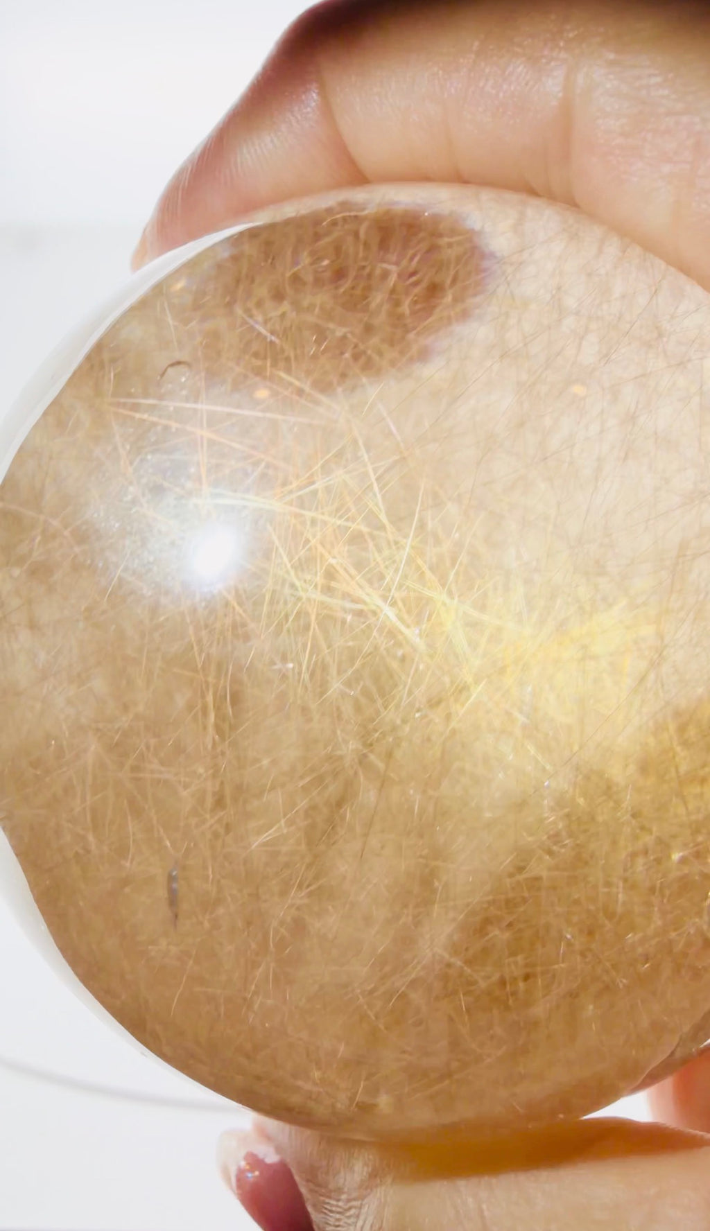 Smokey Rutilated Quartz Sphere with Shooting Star Golden Rutile — Brazil (Item No. 12)