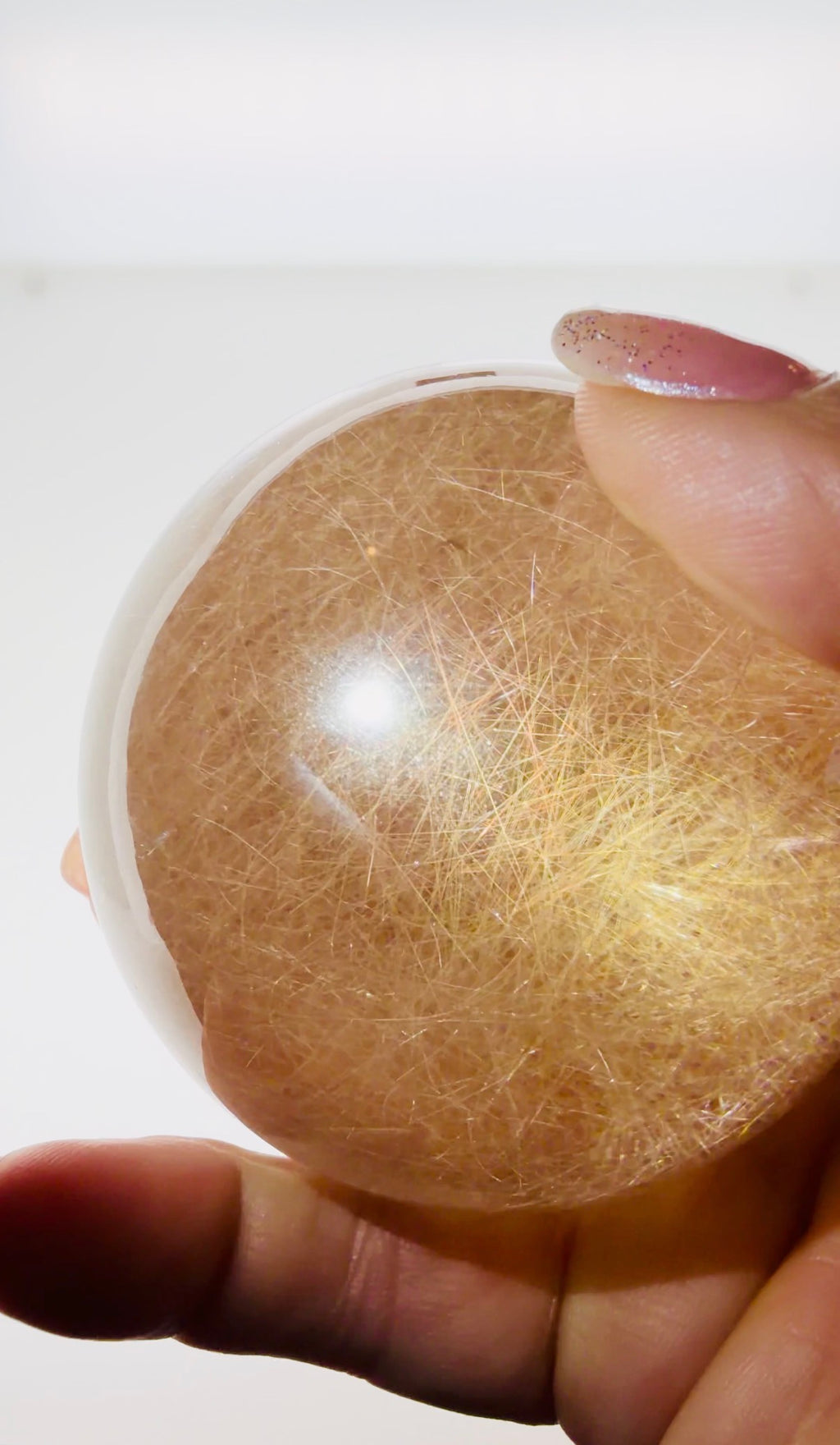 Smokey Rutilated Quartz Sphere with Shooting Star Golden Rutile — Brazil (Item No. 12)