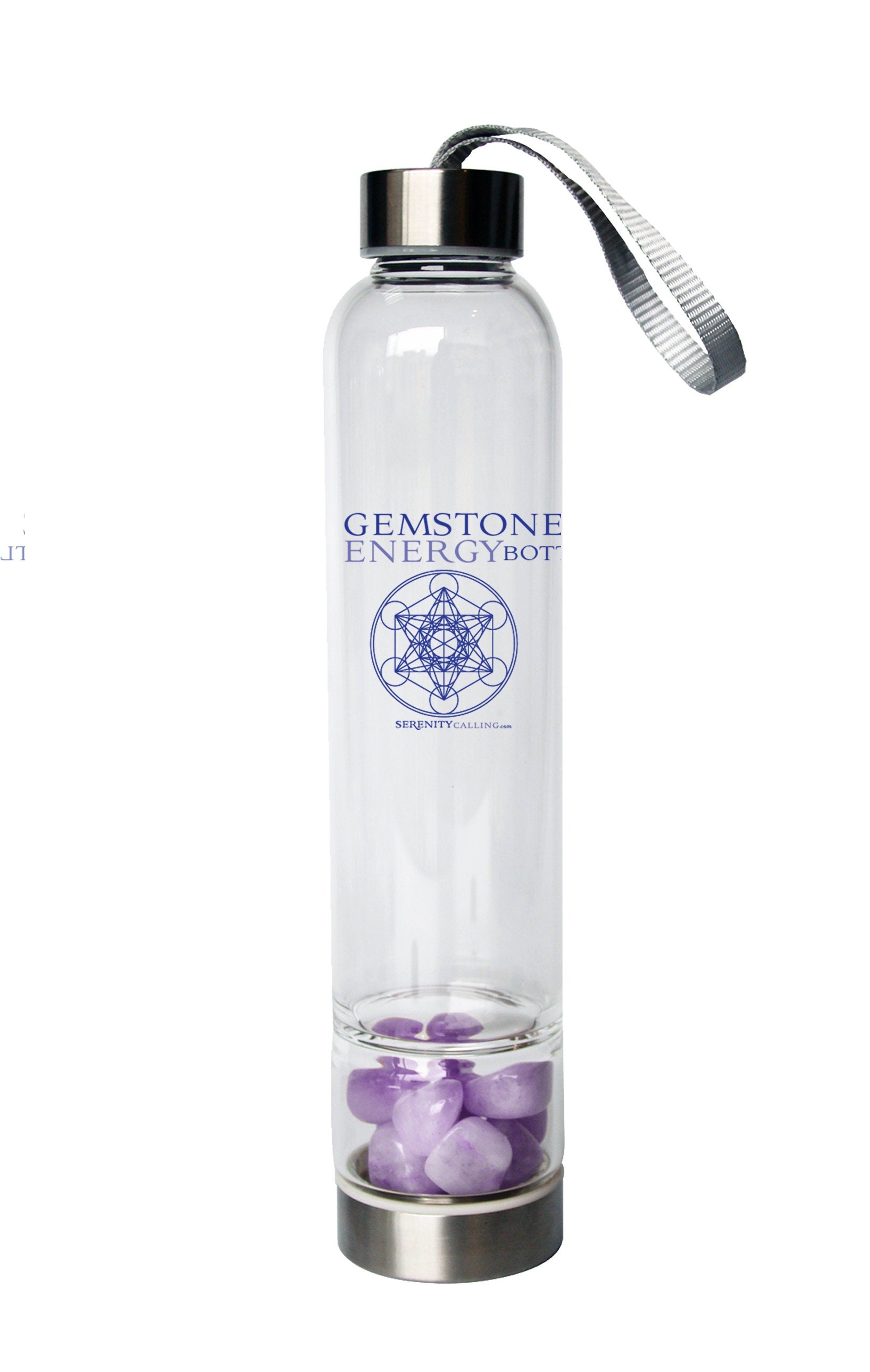Gemstone Crystal Water Bottle ~ Includes Gemstones, Neoprene Cover and Top Strap
