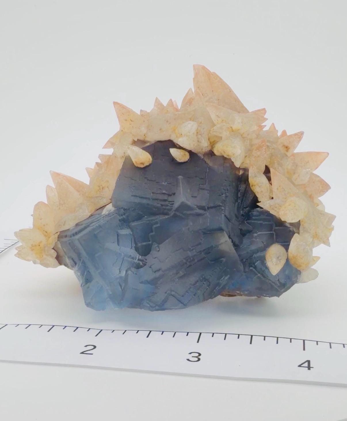 Gemmy Blue Fluorite and Calcite Crystal Specimen – Pakistan Mine Find