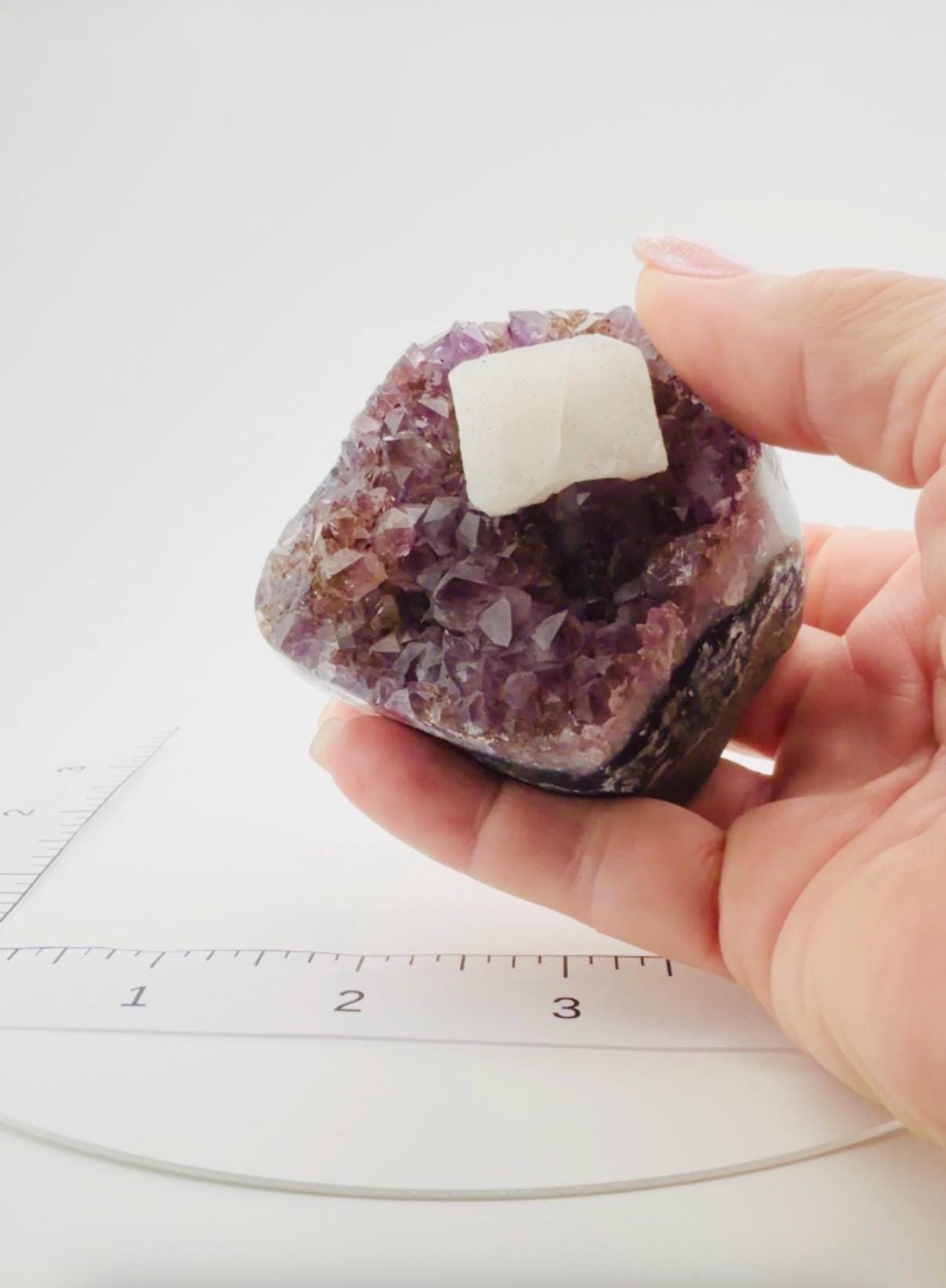 Deep Purple and orange amethyst/citrine and Calcite Crystal Specimen – Brazilian mine find