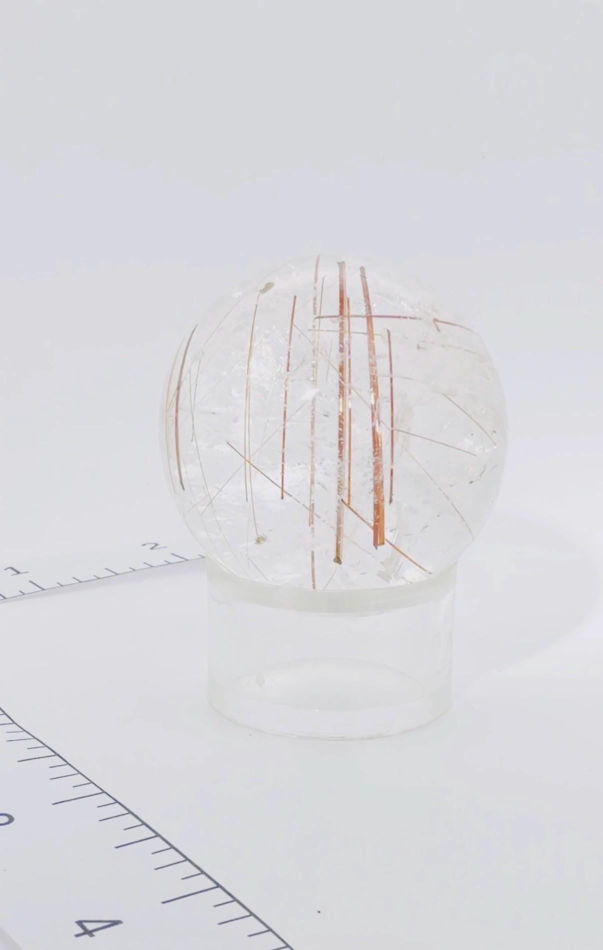 Rutilated Quartz Sphere — Natural Copper Rutile Crystal Ball, Brazil circa 2014 (Item No. 24)