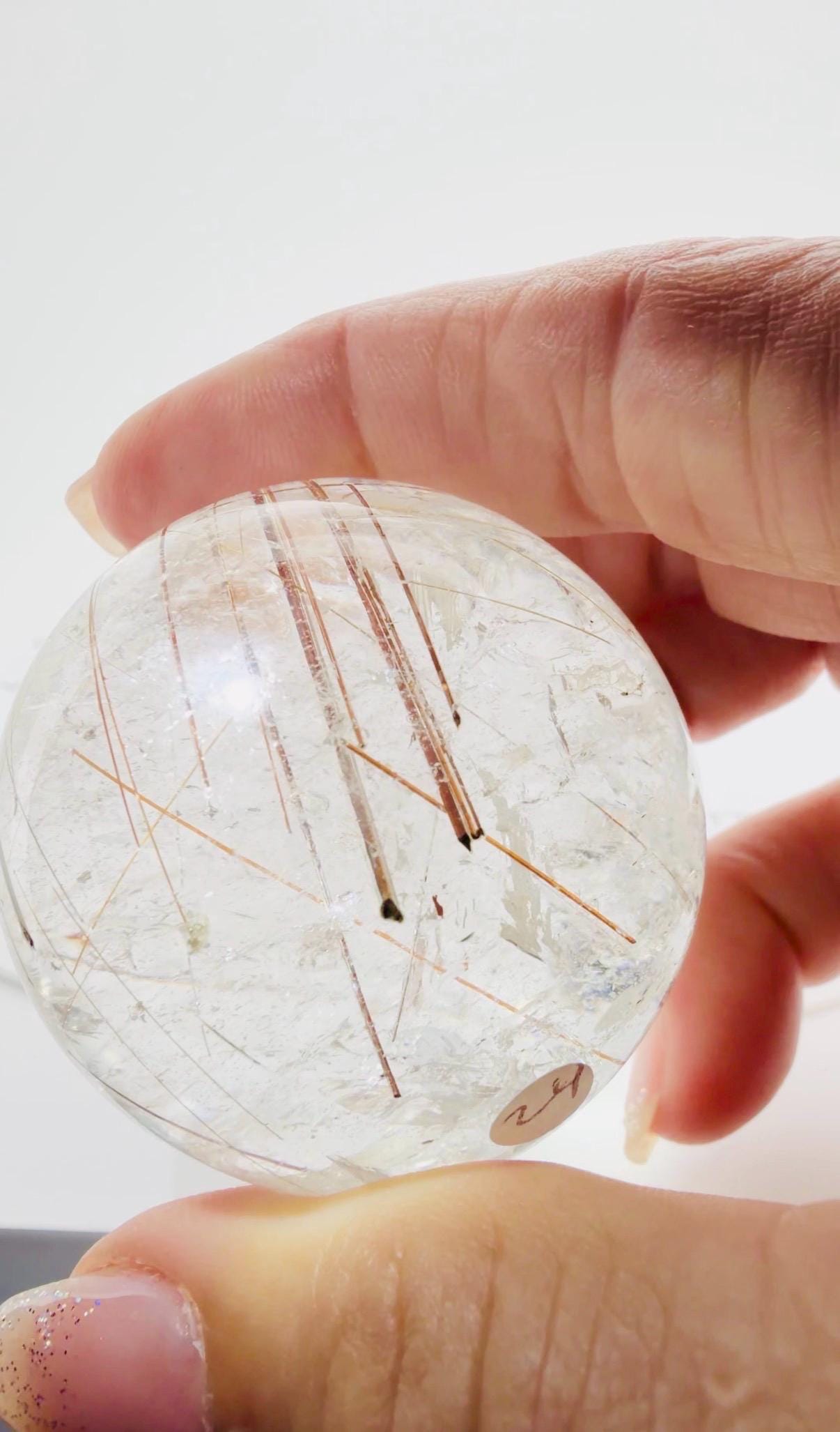 Rutilated Quartz Sphere — Natural Copper Rutile Crystal Ball, Brazil circa 2014 (Item No. 24)