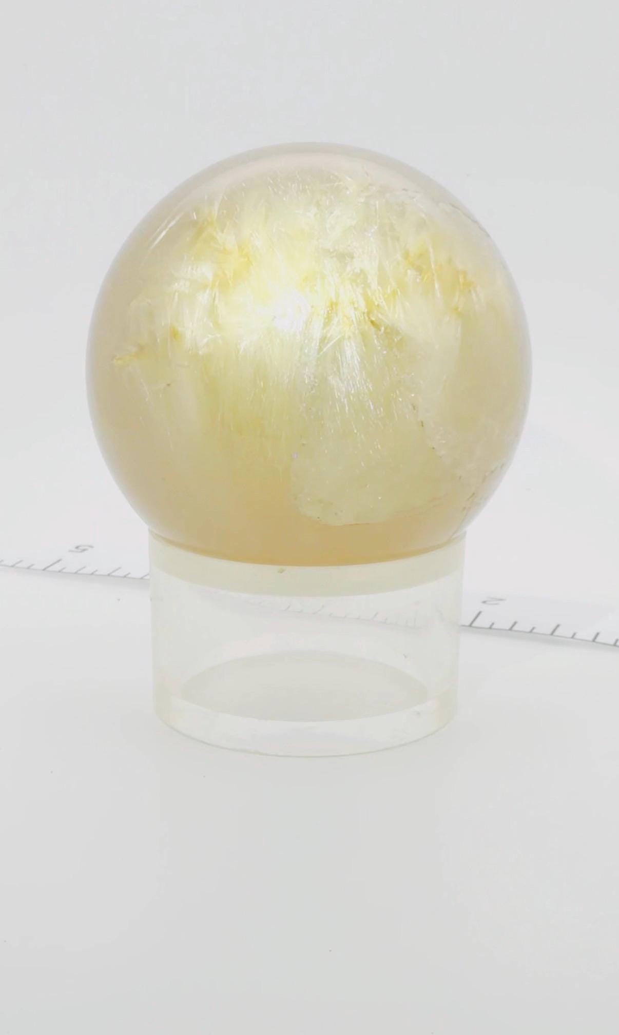 Rutilated Quartz Sphere with Angel Hair Shooting Star Golden Rutile — Brazil (Item No. 13)