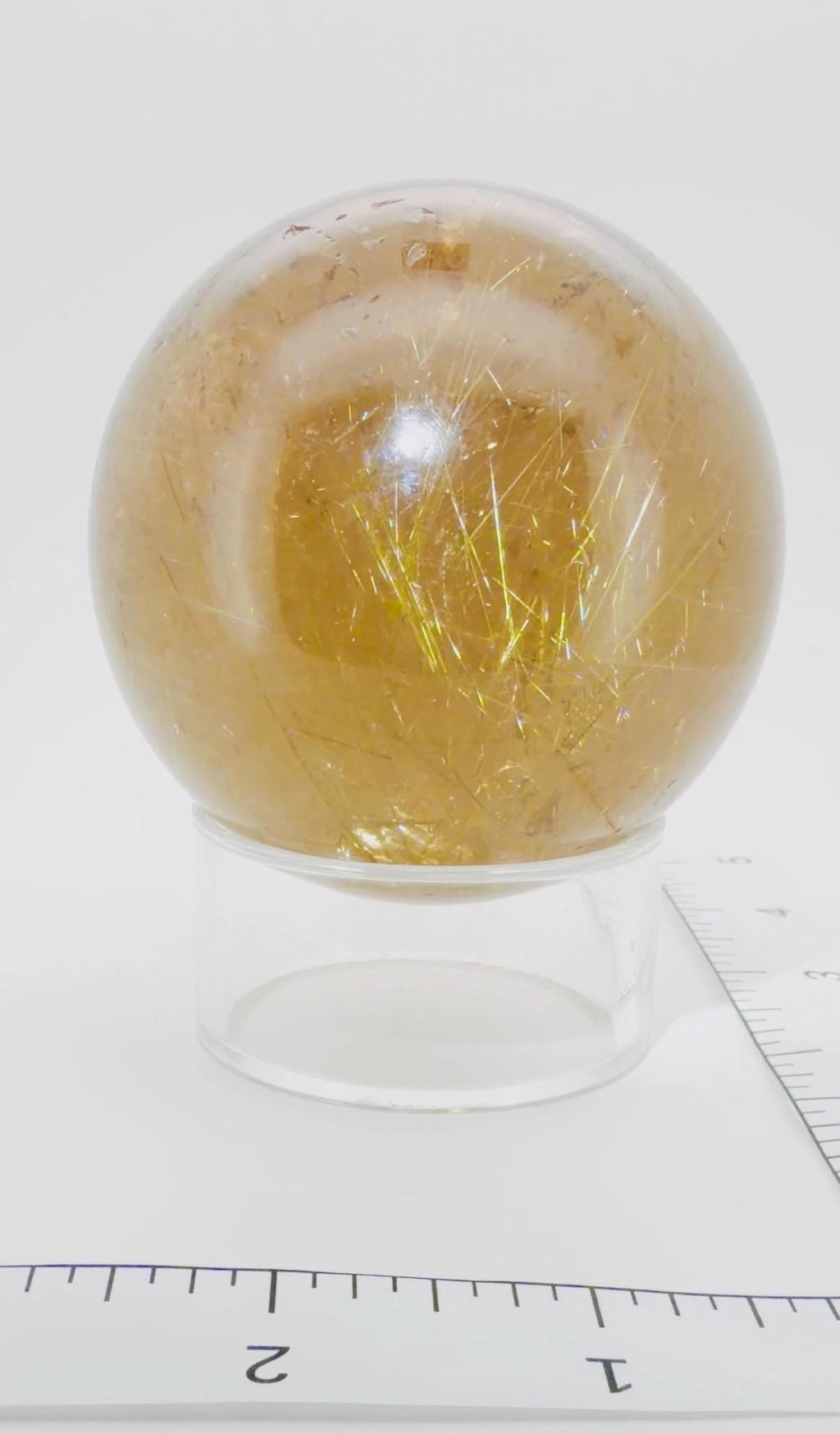 Large Smoky Golden Rutile Quartz Sphere with Shooting Star Formation — Brazil (Item No. 10)