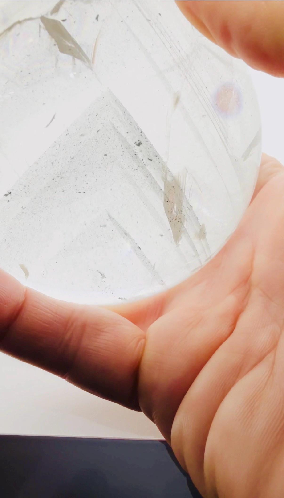 Phantom Quartz Sphere with Multiple Triangular Phantoms & Rainbows — Brazil (Item No. 46)