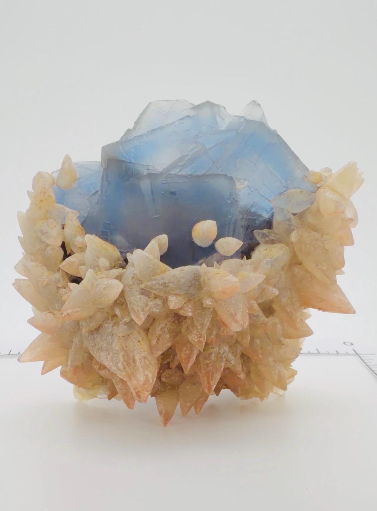 Gemmy Blue Fluorite and Calcite Crystal Specimen – Pakistan Mine Find