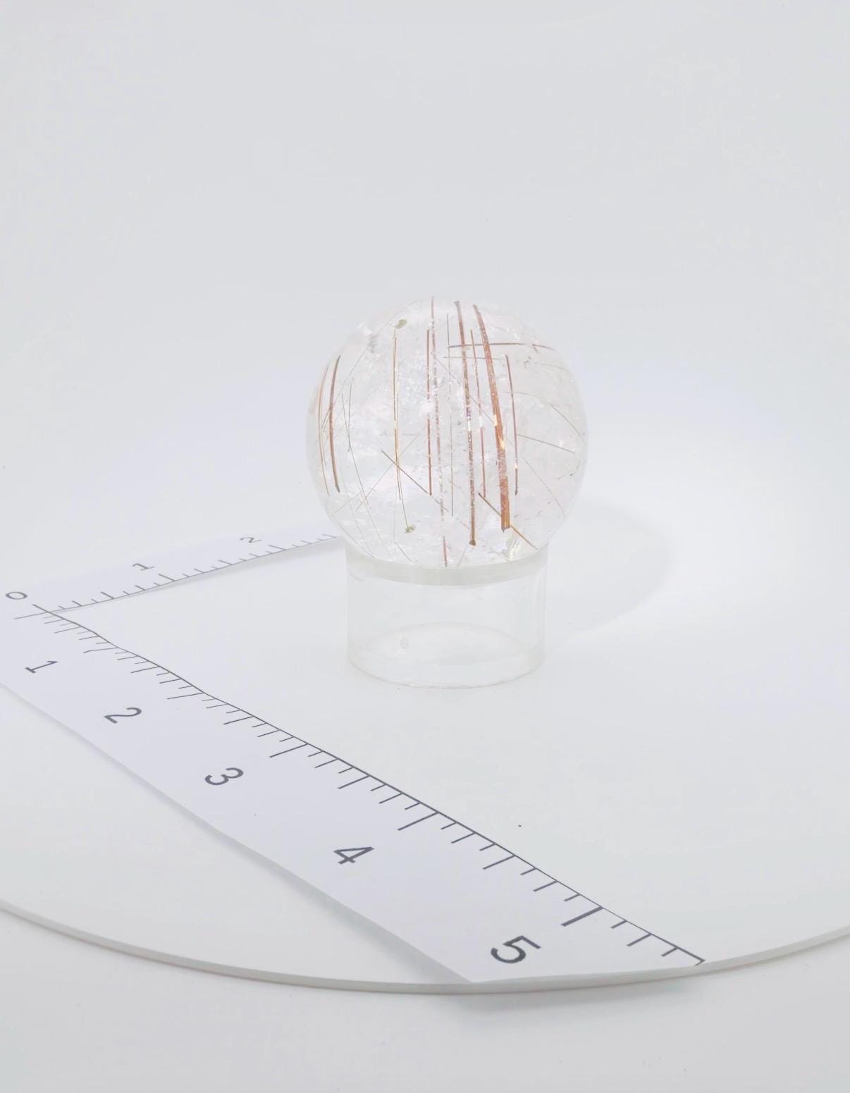 Rutilated Quartz Sphere — Natural Copper Rutile Crystal Ball, Brazil circa 2014 (Item No. 24)