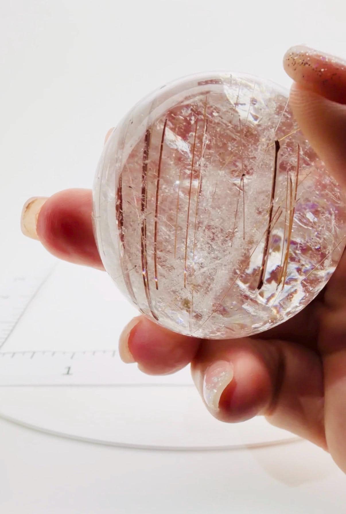 Rutilated Quartz Sphere — Natural Copper Rutile Crystal Ball, Brazil circa 2014 (Item No. 24)