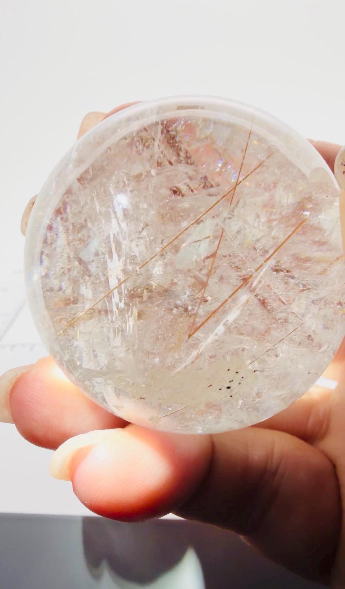 Rutilated Quartz Sphere — Natural Copper Rutile Crystal Ball, Brazil circa 2014 (Item No. 24)