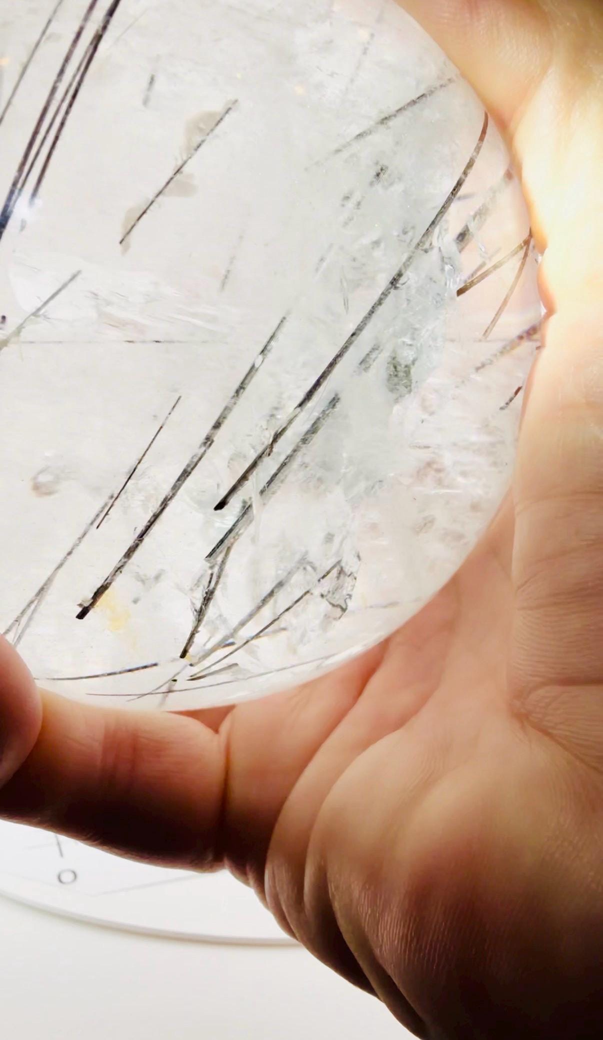 Large Black Tourmaline in Quartz Sphere with Rainbows — Brazil (Item No. 11)
