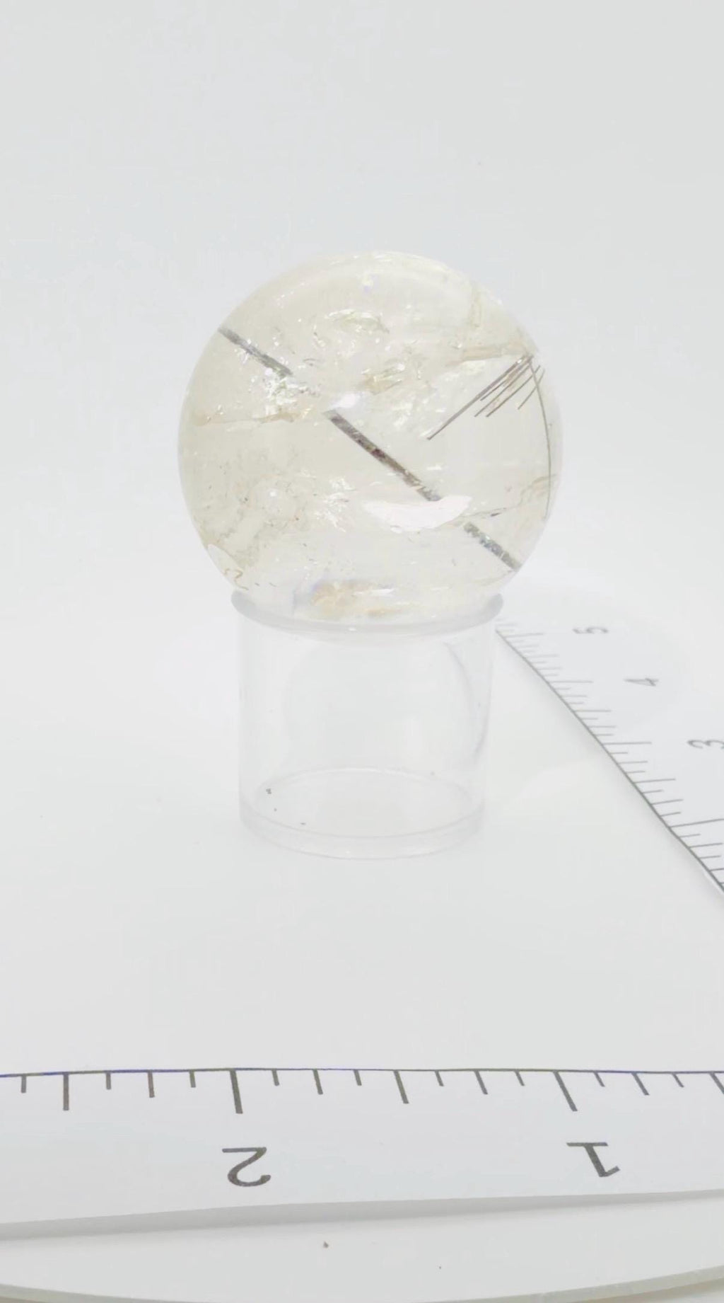 Black Tourmaline in Quartz Sphere Loaded with Rainbows — Brazil (Item No. 25)