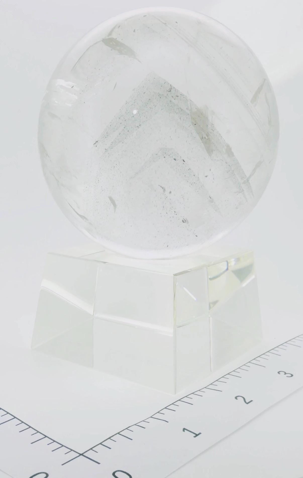 Phantom Quartz Sphere with Multiple Triangular Phantoms & Rainbows — Brazil (Item No. 46)